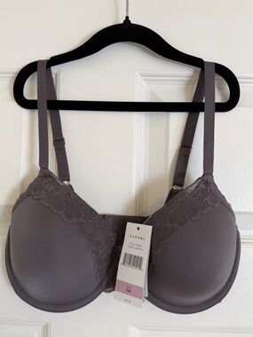 Natori Hidden Glamour Contour Underwire Bra 32D Gunmetal NWT